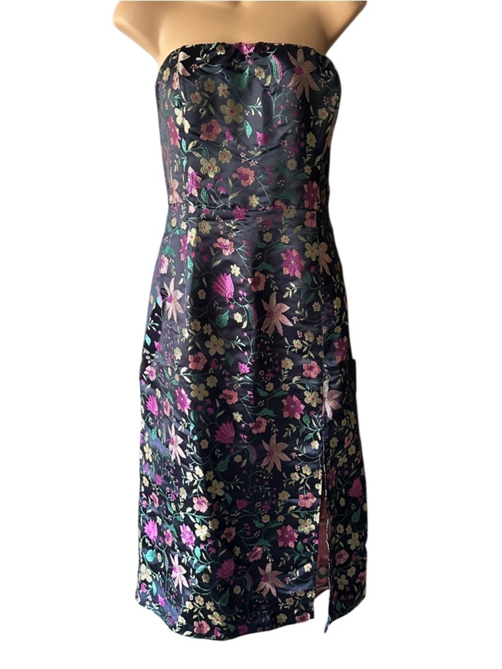 Lulu's Strapless Floral Brocade Dress NWOT